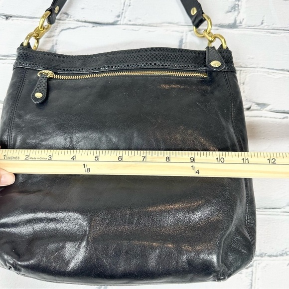 Coach Ashley Leather Hippie Black Reptile Trim Hobo Purse Handbag - Picture 11 of 15